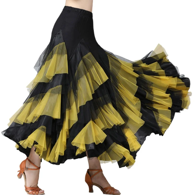 Women Dance Skirts Spanish Dance Costumes Dancing Costume Flamenco Waltz Ballroom Dance Skirt  Layered Big Swing Spanish Skirts