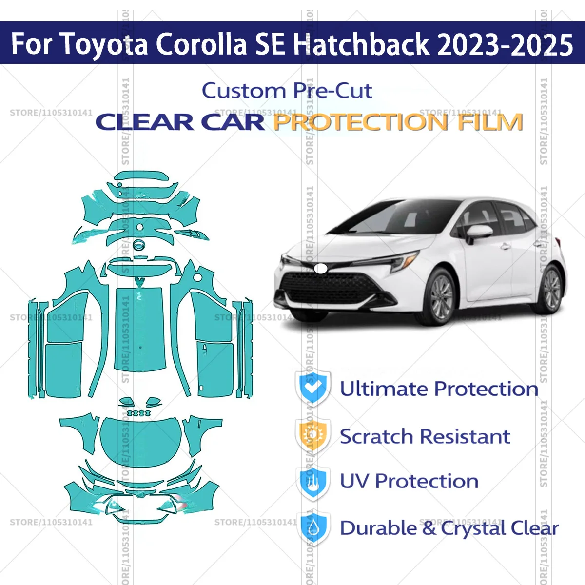 

For Toyota Corolla SE Hatchback 2023-2025 Pre-Cut Paint Protection Film PPF Transparent Car Film Automotive PPF Full Vehicle