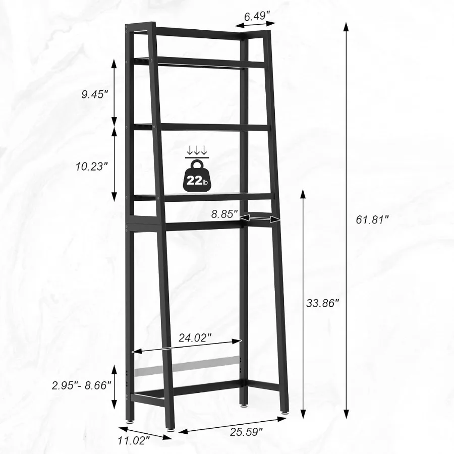 Portaoggetti sopra il WC in bambù, organizer da bagno a 3 livelli, salvaspazio indipendente con 3 ganci, nero, ideale per piccoli bagni M