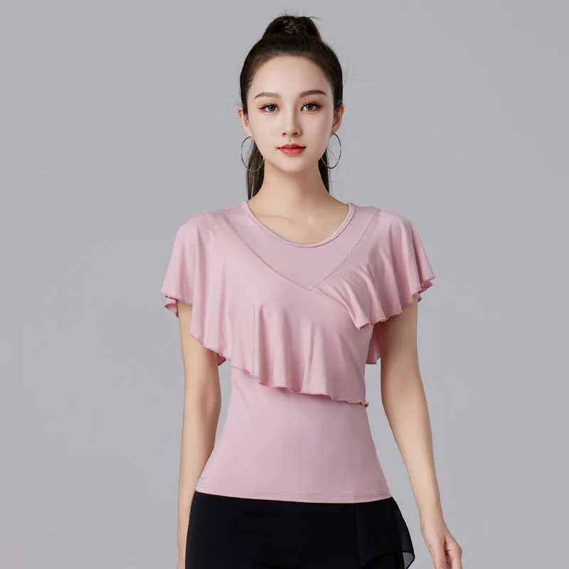 Elegant Modern Dance Party Tops Graduation Classical Costume Ruffle Street Festival Outfit Women Festivals Latin Slim Fit shirt
