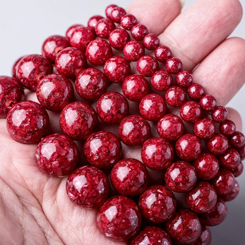 Purple Sand Ball Bracelet 4-12mm Cinnabar Crystal