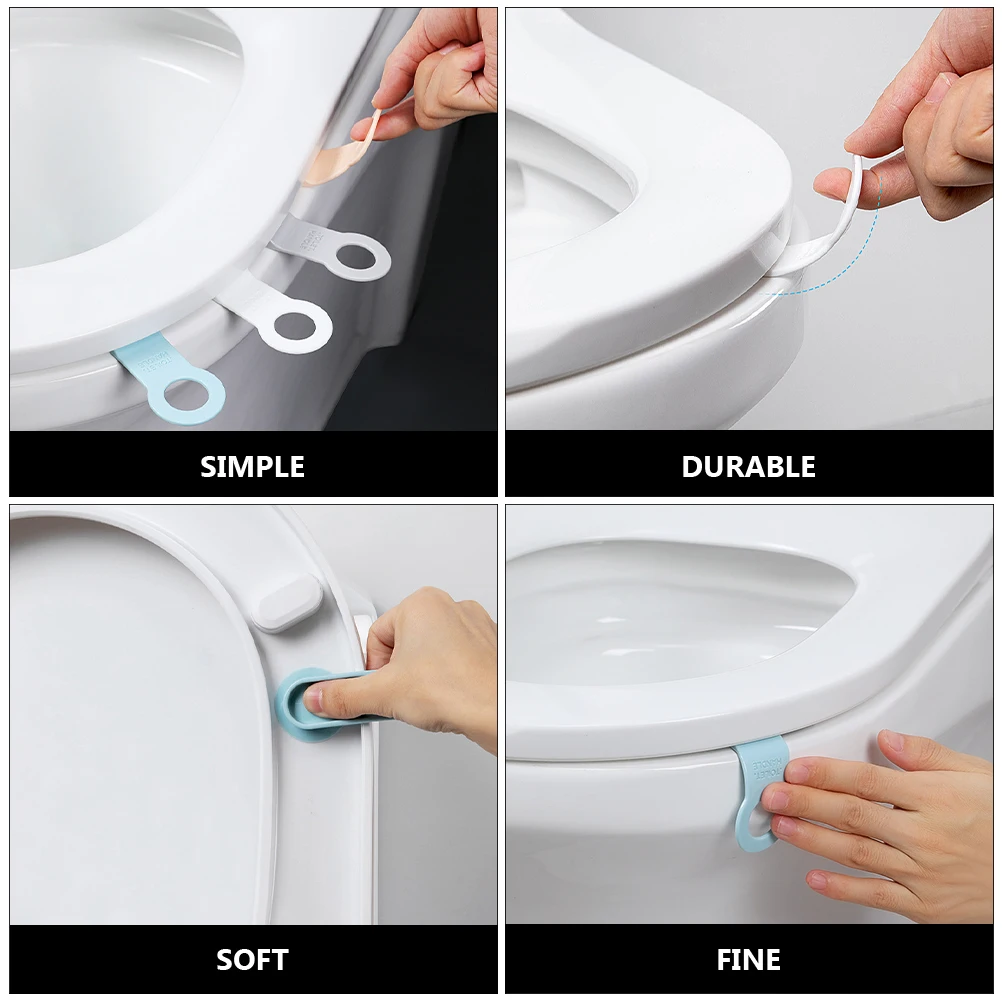 

4 Pairs Toilet Seat Cover Lifter Practical Lid Straps Durable Soft Material Home Hotel Use Bathroom Facilities