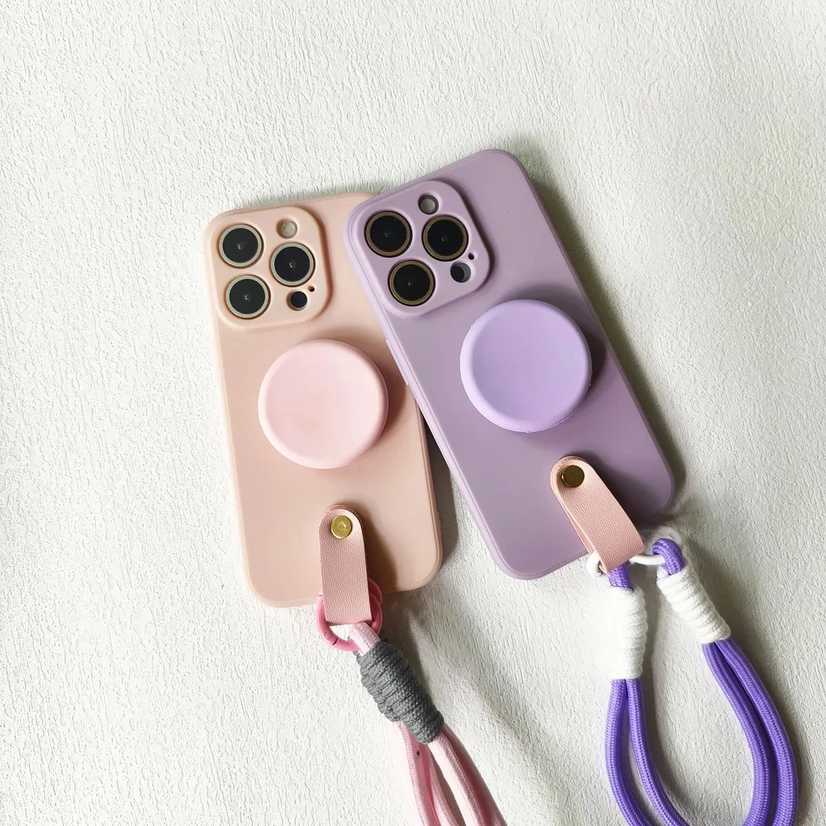 Lanyard Wrist Strap Stand Phone Holder Silicone Case for Iphone 15 14 13 12 11 Pro XS Max Mini XR X 8 7 6 6S Plus SE 2020 Cover