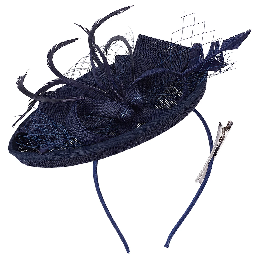 

Mesh Veil Hair Bands Cloth Feather Fascinator Hats for Women Halloween Costume Party Accessories Dark Slate Blue 240x150x26mm