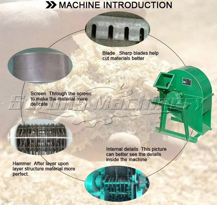 Large wood shredder dry and wet dual-use branches wood sawdust bamboo straw mushroom wood shredder