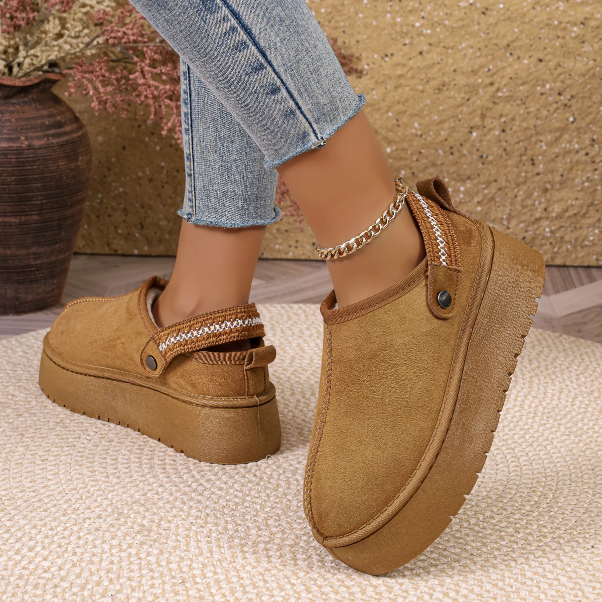 Damenstiefel 2026 Neue Australische Winter-Wärmeschuhe aus Baumwolle, Bequeme Modische Wasserdichte Knöchelstiefel mit Fell, Damen-Schneestiefel – Detail 9