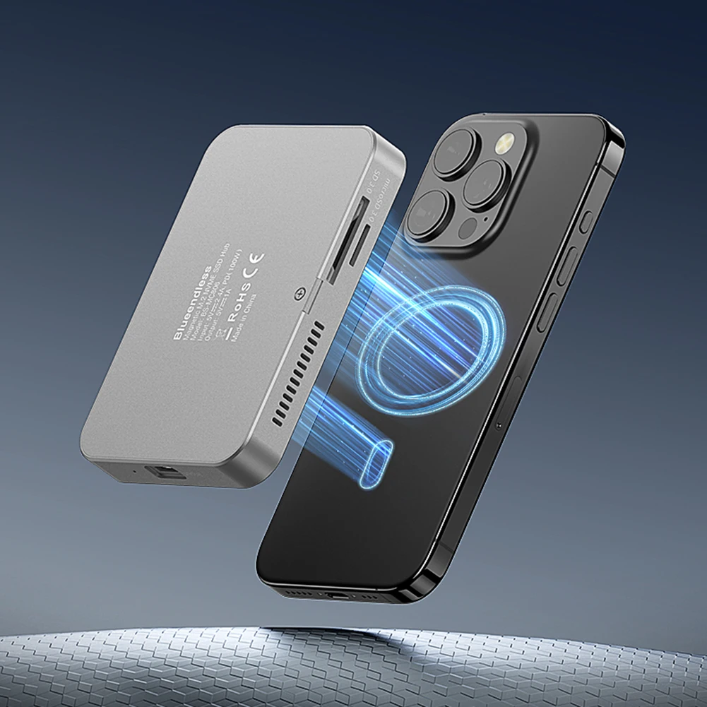 محطة إرساء مغناطيسية SSD بسرعة 10 جيجابت في الثانية USB-C محطة إرساء محور HDMI-متوافق مع iPhone 16/16 Pro/iPhone 15/15 Pro #5