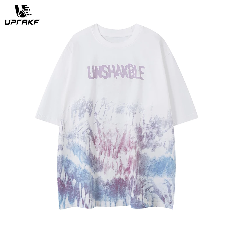 

UPRAKF Streetwear Graffiti Pattern T Shirts Fashion Crew Neck Oversize Cotton Short Sleeve High Quality Casual Summer Tee