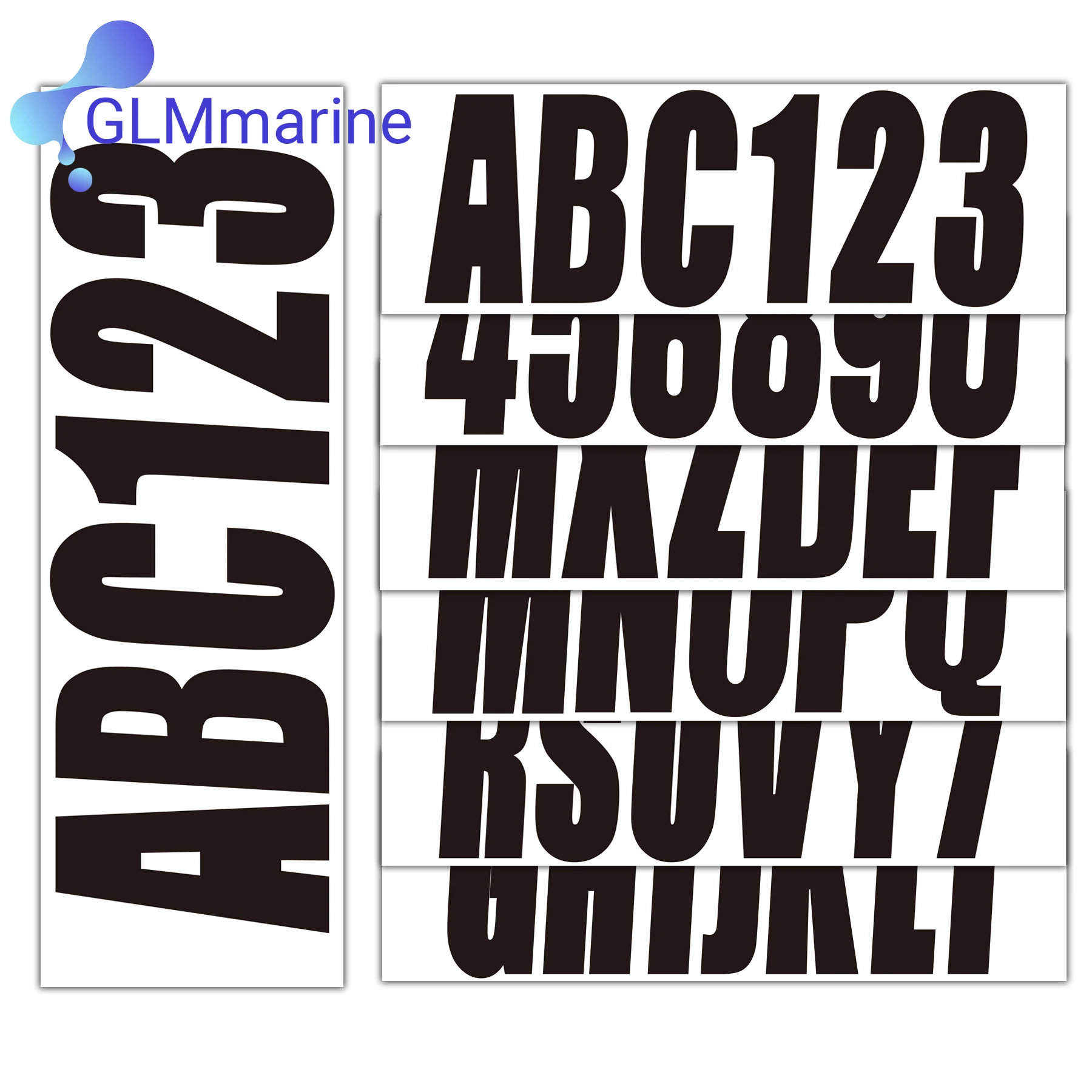 Black Boat letters and numbers registration Decals UV coated for added protection