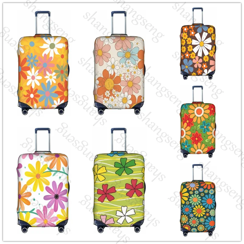 

Ретро цветы ромашки, толстый эластичный защитный чехол для багажа, костюм на молнии для 18-32 дюймов, сумки, чехлы для чемоданов, дорожные аксессуары