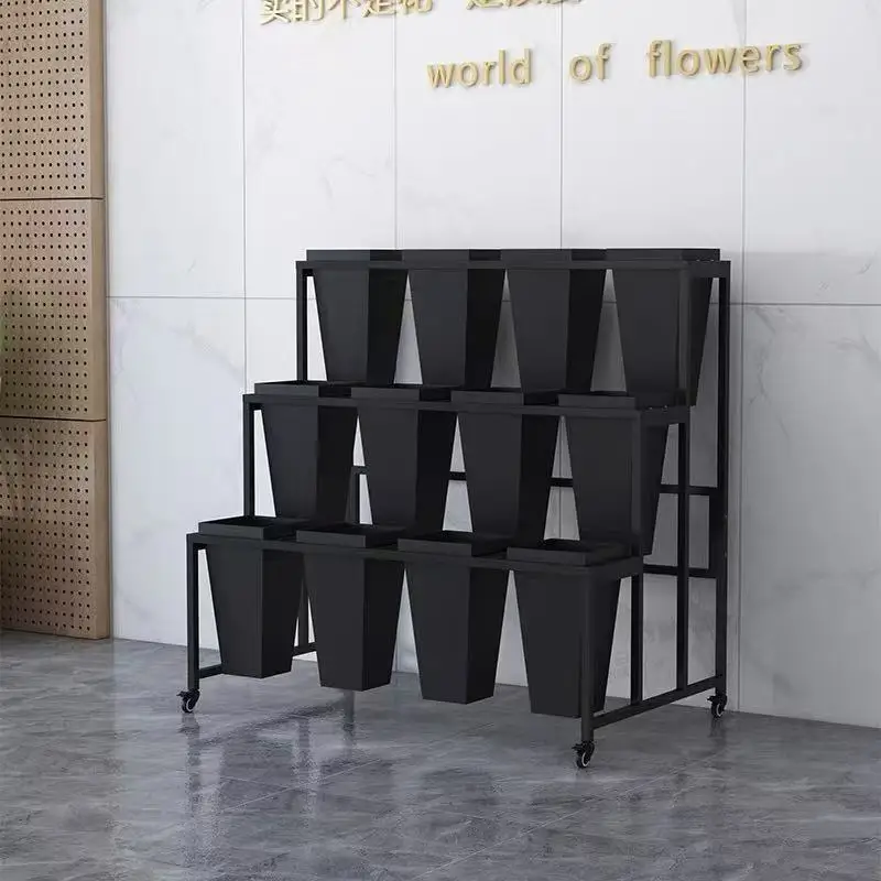 Stall stand movable shop bucket display stand wrought iron multi-layer flower wedding shelf household shelf