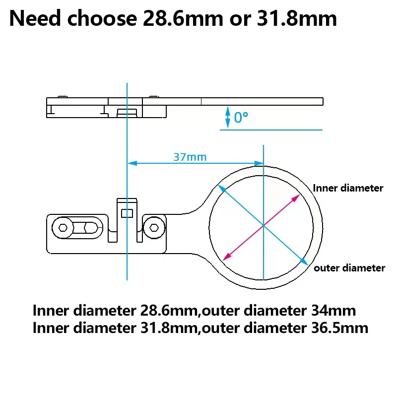 Suporte de controlador Di2 EW90A EW90B Fibra de carbono Nylon Diâmetro interno 28,6 mm 31,8 mm 1 peça 0 °   Suporte para Shimano EW90A/B