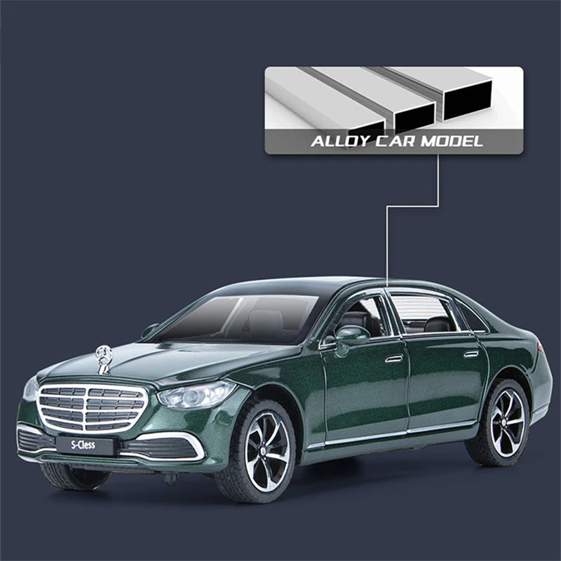 1/22 Maybach S400 Alloy Luxy Car Model Diecast Metal Toy Vehicle Car Models Simulation Sound and Light Collection Childrens Gift