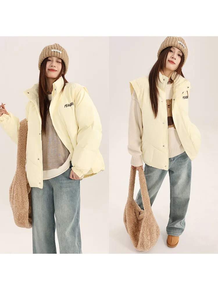

Padded Letter Jaet Women's ort Sle Thiened Cotton Coat Stand Collar Casual Slim Fit Korean Version Winter New Arrival