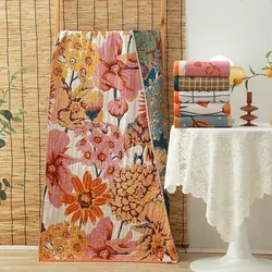 Asciugamano grande in cotone con stampa tulipano cartone animato per bagno per bambini Uomini Donne Bagno Asciugamano super assorbente in garza a quattro strati di lusso 70 × 150 cm