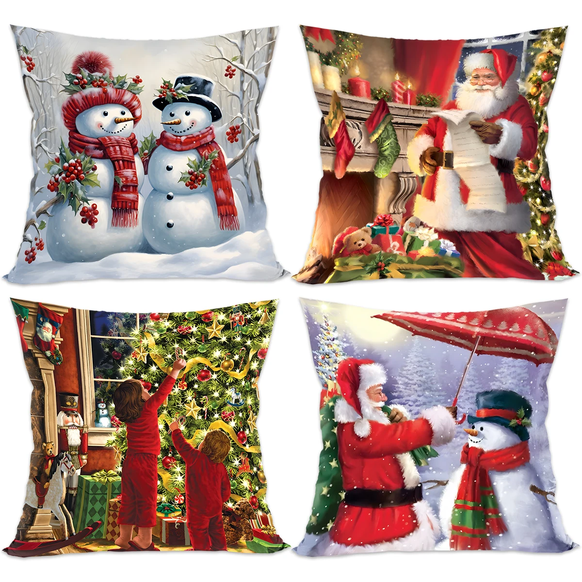 Christmas Santa Cushion Cover Pillowcase Merry Christmas Decor For Home 2024 Navidad Natal Cristmas Xmas Gift Happy NewYear 2025