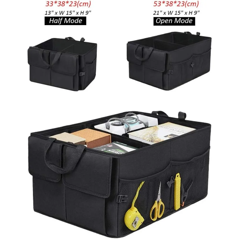 منظم المقعد الخلفي لصندوق السيارة لسيارات الدفع الرباعي، 8 جيوب مقاوم للماء، مقاوم للغبار، تخزين شبكة شحن قوي قابل للطي لمزيد من مساحة صندوق السيارة مع