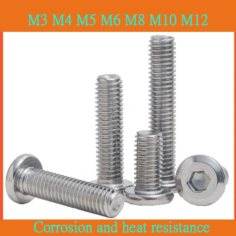 M3 M4 M5 M6 M8 M10 M12 304 Stainless Steel Inner Hex Screws Flat Bevel Hexagon Socket Machine Screw Bolt Fastening Nail