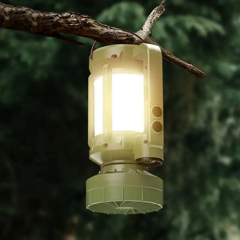LED Lantern Tent Light With Fan 4 Lighting Modes Rechargeable Portable Flashlight For Indoor Outdoor Backpacking Travel Hiking