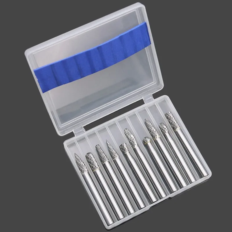 New 6x6 Electric Grinding Accessories Tungsten Steel Head Hard Alloy Rotary File Handle Double Grain Milling Cutter