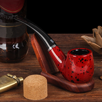 1pc, Smoke Tobacco Pipe, Tobacco Pipe With Filter Core, Curved Circulation Filter, Iron Pot Tobacco Pipe