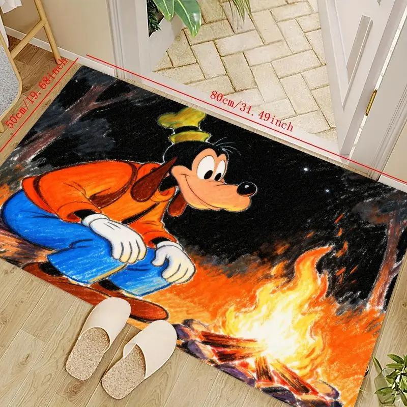 

1PC Disney Goofy Campfire Cartoon Anime Floor Mat, 50x80cm (19.68x31.49in) Non-Slip Washable Area Rug for Kids Room Bedroom Livi