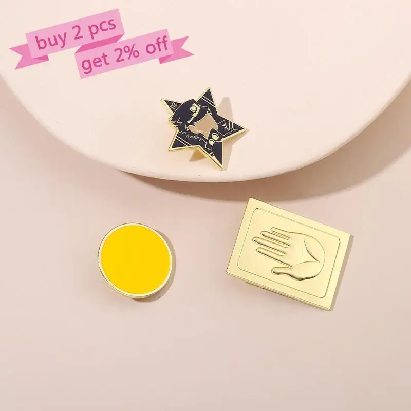 JoJo Bizarre Adventure Enamel Pins Custom Gold Palm Round Star Brooches Lapel Badges Cartoon Jewelry Gift for Fans Friends