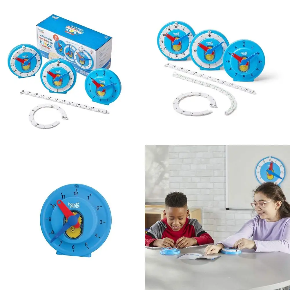 

Kid-Friendly Number Line Clock Set: Teach Time & Duration, Pack of 6