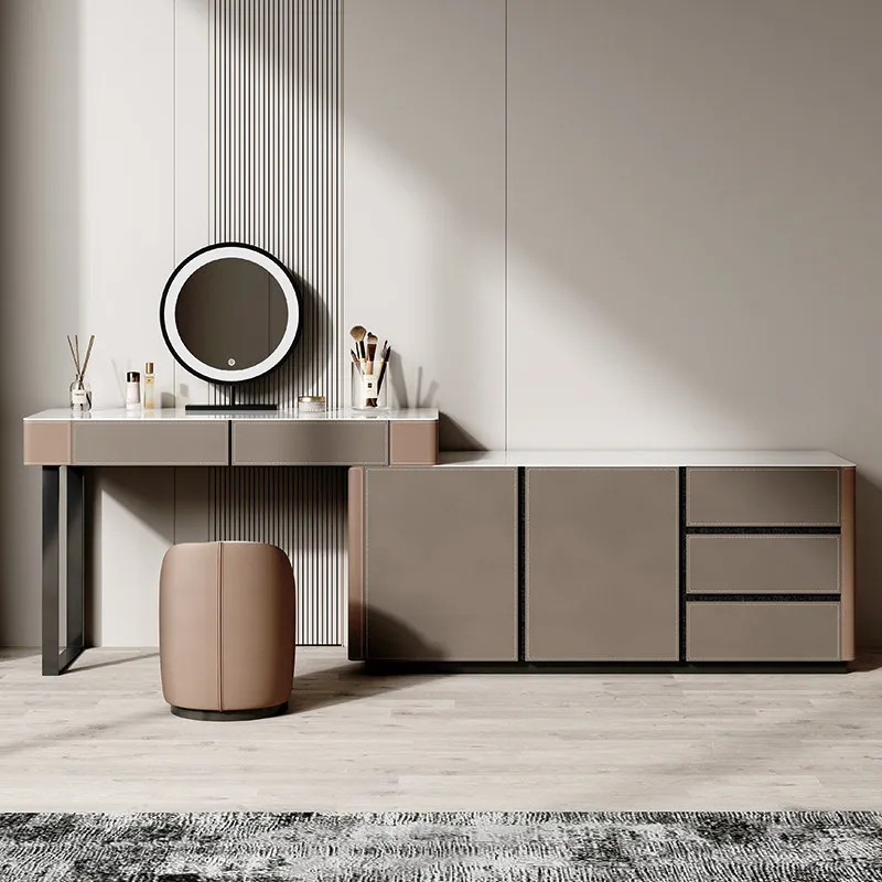 

Square Extension Vanity Desk Led Mirror Modern Wooden Luxury Hotel Dressers Makeup Salon Beauty Tocador Maquillaje Furniture