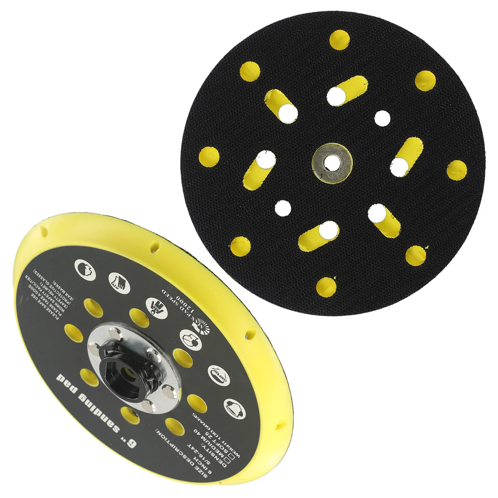 

Sanding Disc Sander Backing Pad Accessories Black&Yellow High Quality 17 Holes 6 Inch Sander Pad For Orbital Sander