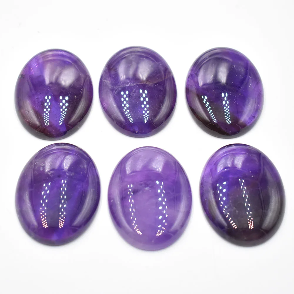 Free shipping 6pcs/lot Wholesale 30x40mm natural stone amethyst Oval CAB CABOCHON beads for jewelry accessories making