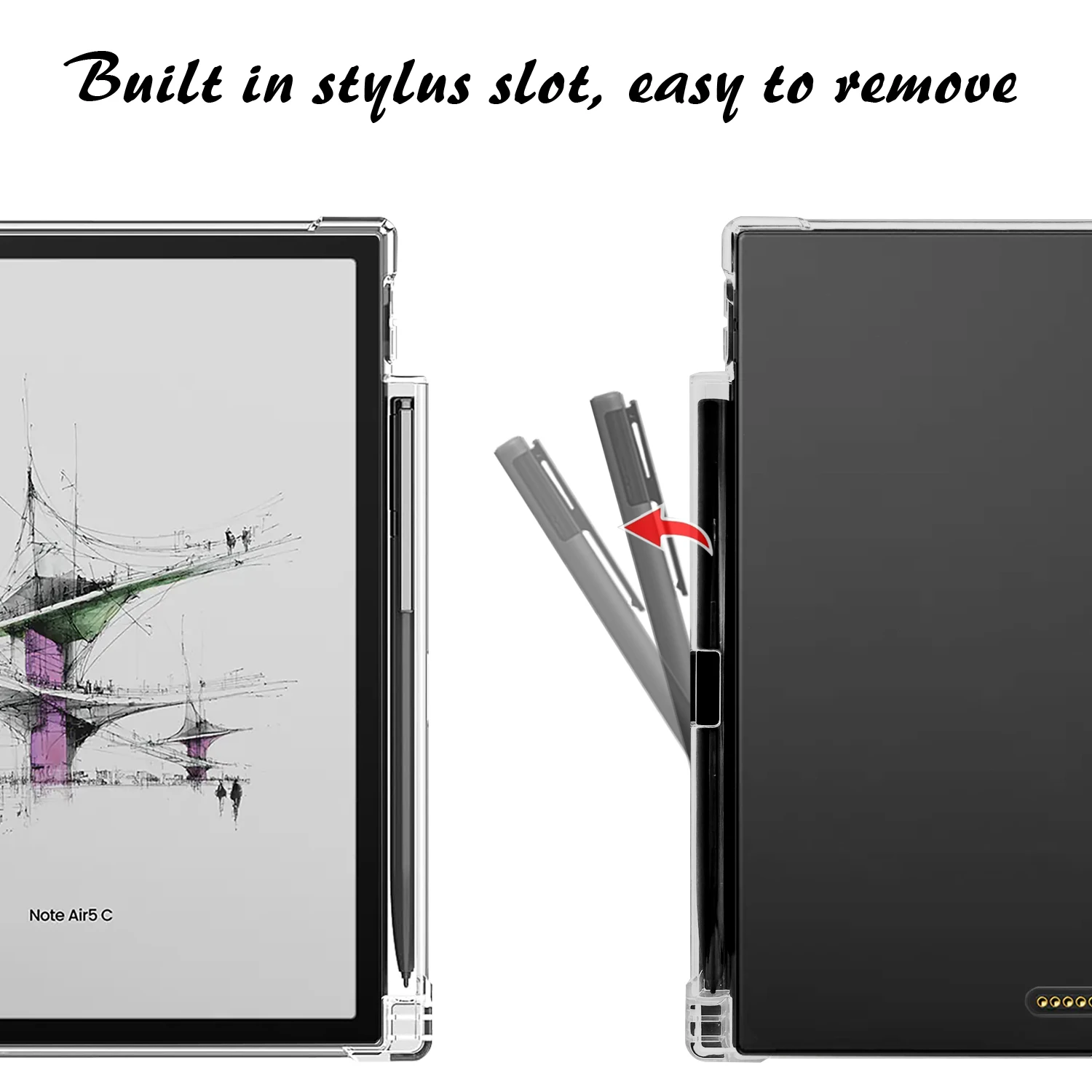 Transparent TPU Back Case for Boox Note Air 5 C (2025) Slim Cover with Auto Wake/Sleep, Built-in Pen Holder, Magnetic Closure - view 4