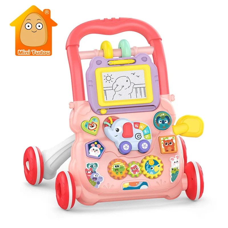 Baby Walker Early Educational Learning Walking Pushing Wheel Activity Musical Drag Car Toy For Infant 0 12 Months Boy GirlGift