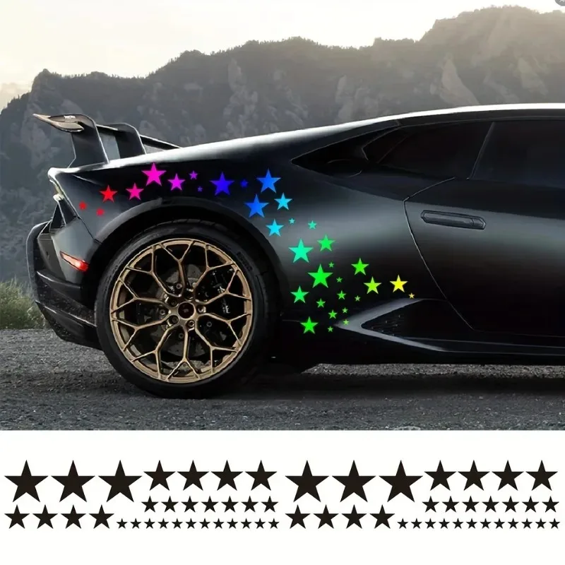 60pcs Five-pointed Star Car Body DIY Stickers Set Racing Side Door Vinyl Decals Auto Hood Sport Competition Style Fits for JDM