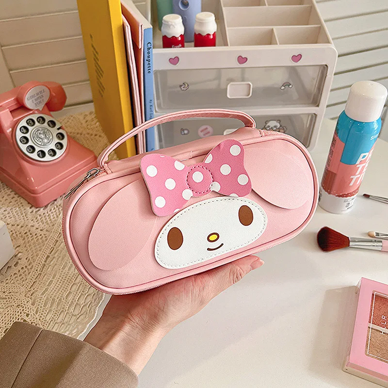 Sanrio Kuromi Cinnamoroll Melody Pochacco Pencil Capacity Pen Case Cute Cosmetic Bag Girls Student Supplies Stationery Gifts