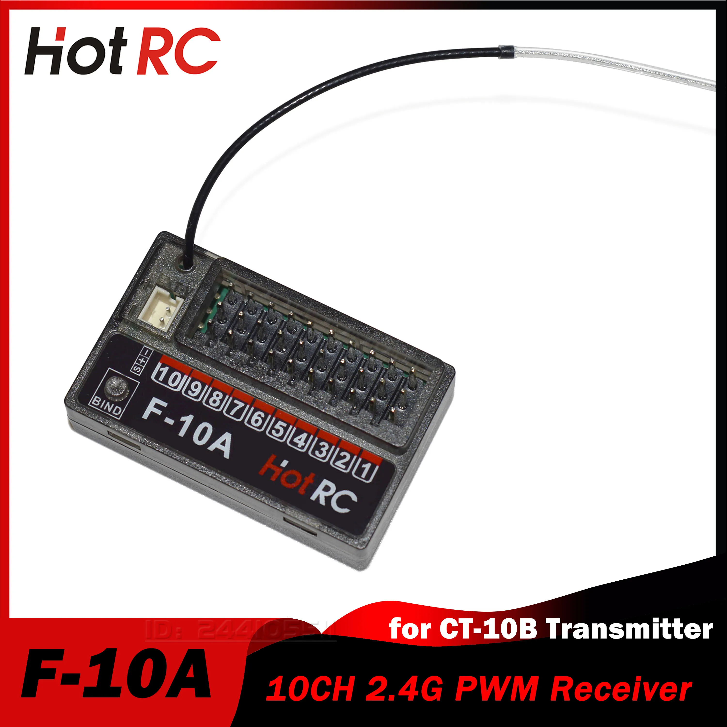 

HotRC 10CH 2.4G F-10A Receiver Voltage Return PWM DC4V-9V Radio System 300-800m for RC Car Aircraft Tank Boat CT-10B Transmitter