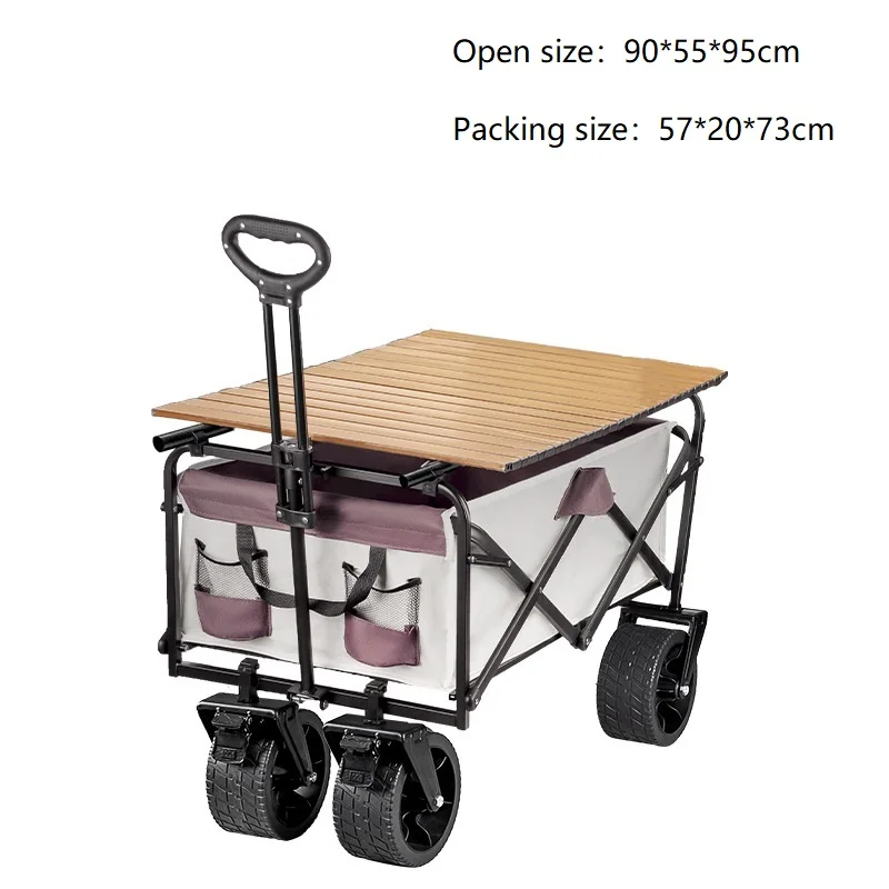 Outdoor CampingDurable Handle Folding Wagon Cart Heavy Duty Collapsible Outdoor Utility Wagon With Table For Beach Garden