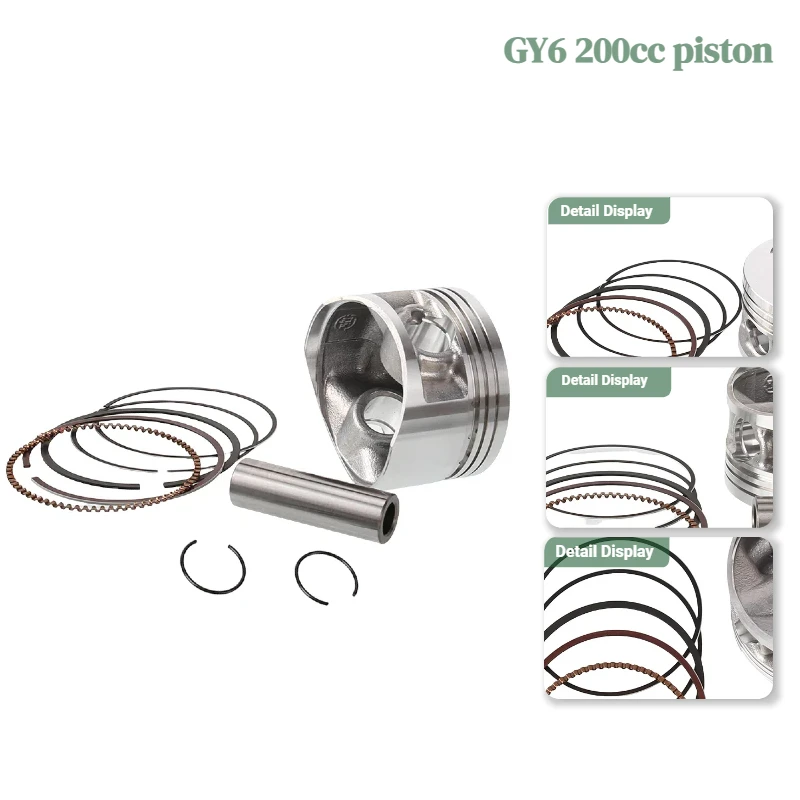 

62.5mm Piston and Ring Set for GY6-200 – Compatible with 4-Stroke Air-Cooled Scooter