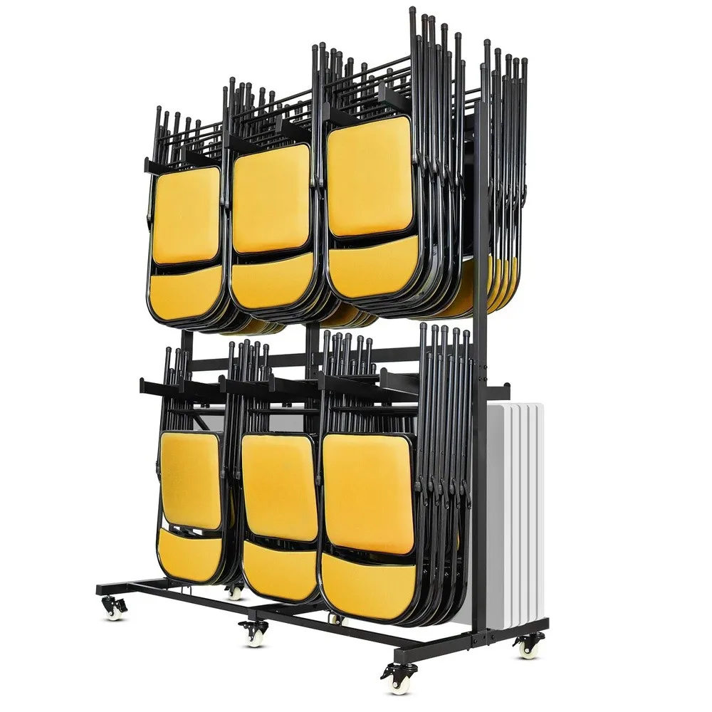 Folding Chairs Rack Storage Cart with Locking Wheels