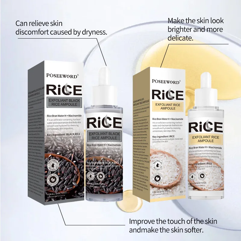 Black Rice Soft Exfoliating Ampoule, Gentle Facial Cleansing & Brightening, Skin Renewing Serum