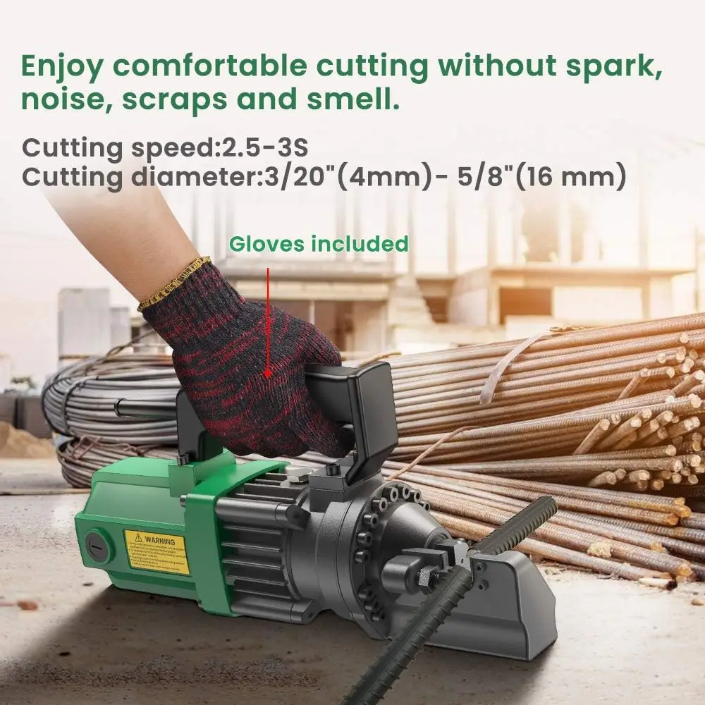 900W Electric Hydraulic Rebar Cutter, Cutting up to 5/8 Inch 4-16mm #5 Rebar, with Replaceable Jaw Blades