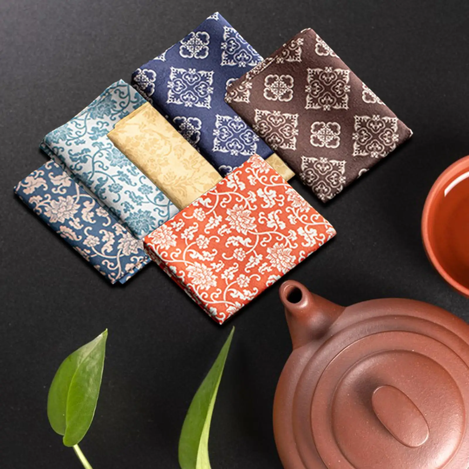 6x Chinese Absorbent Tea Towel Table Placemat Coffee Maker Mat for Wedding Dinner Table Setting Restaurant Coffee Bar Kitchen