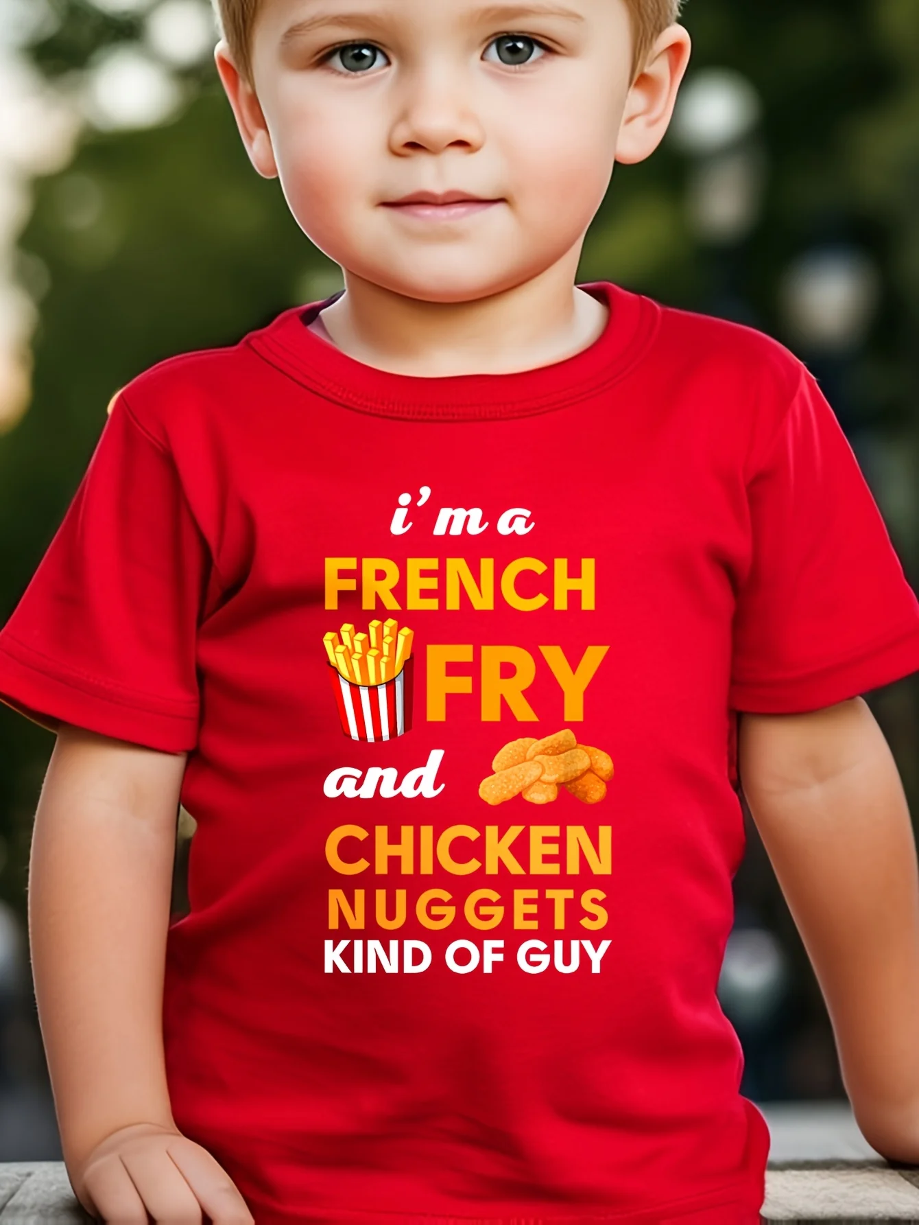French Fry And Chicken Nuggets Funny Food Slogan Graphic Kids T Shirt Boys Girls Family Matching Summer Crew Neck Casual Tee