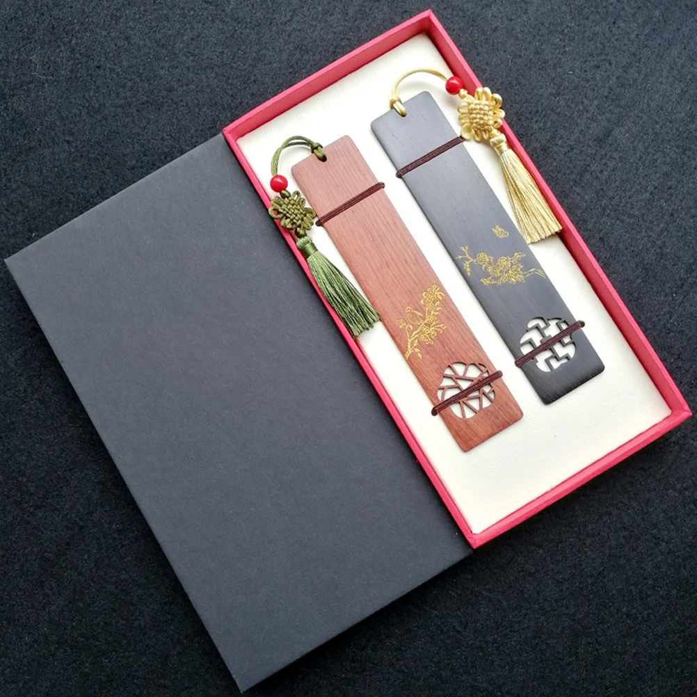 Segnalibro in stile cinese da 2 pezzi Segnalibri souvenir Regalo di cancelleria Creativa in legno creativo