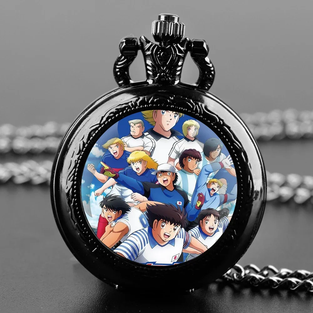 

Cartoon Design Design Glass Dome Quartz Pocket Watch with Chain Fashion Accessory Arabic Necklace Pendant Clock Men Women Gifts
