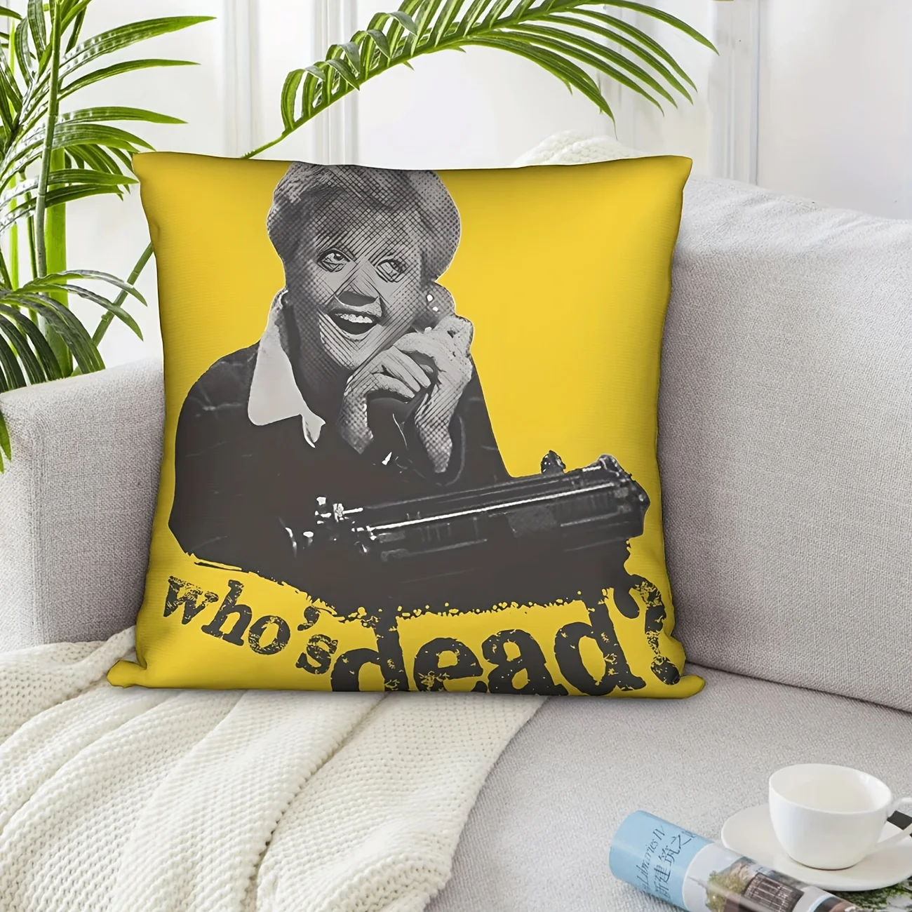 Retro Detective Woman Pillow Cover Mystery Quote Art Decorative Cushion Case, Zippered Machine Washable for Living Room