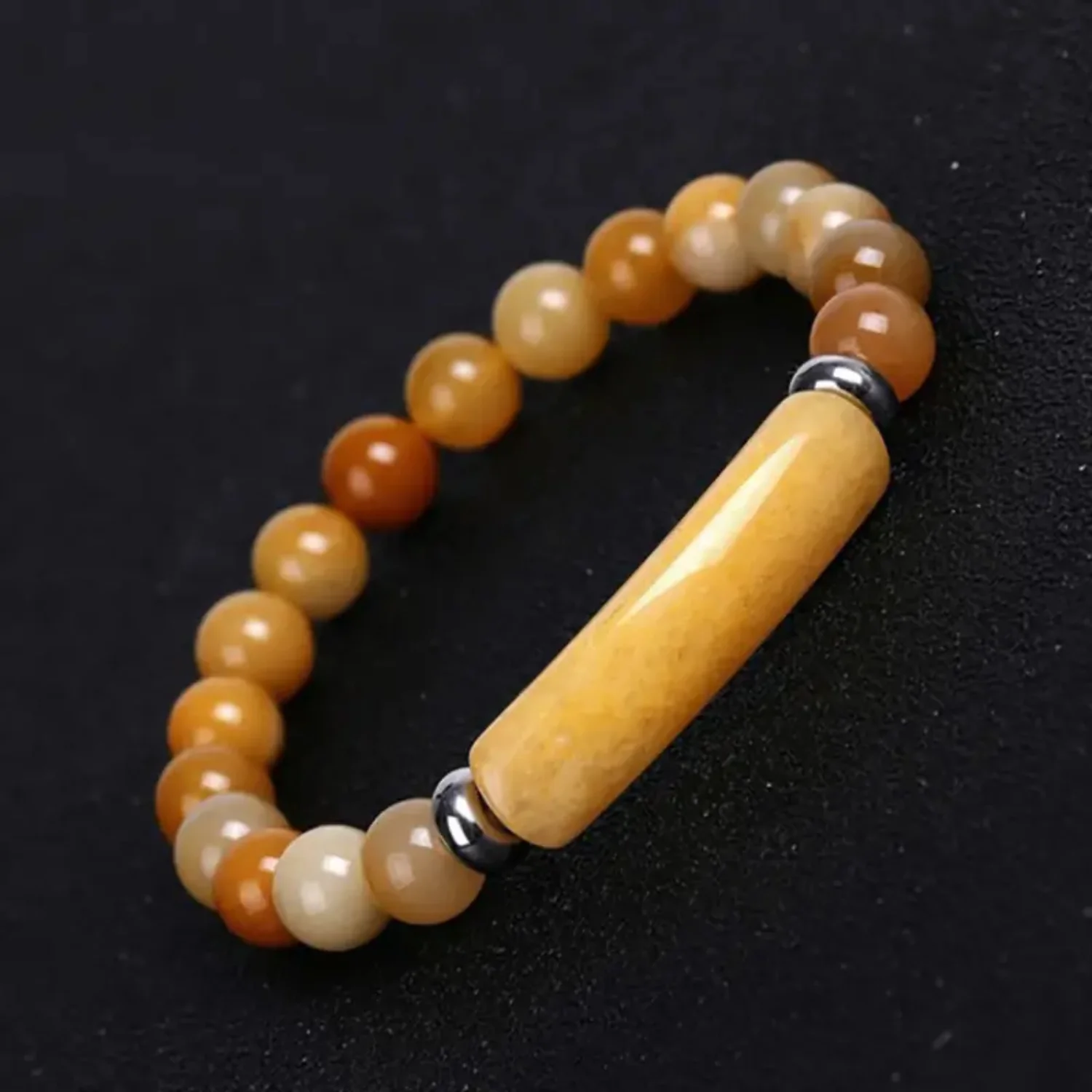 1pc Tiger Stone Powder Crystal Rough Healing Stone Bracelet - Beads Chakra Energy Heart Charm Handmade Jewelry