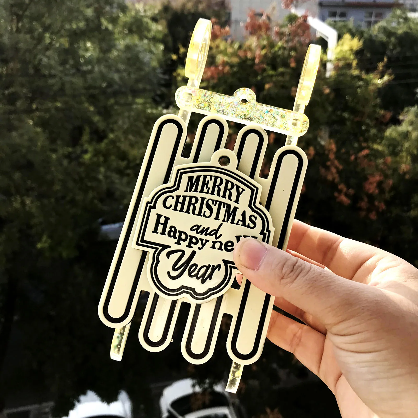 

Xmas Sleigh Wall Decoration 3D Sled nament Epoxy Resin Craft Silicone Mold for Soap Concrete Handicraft Molds