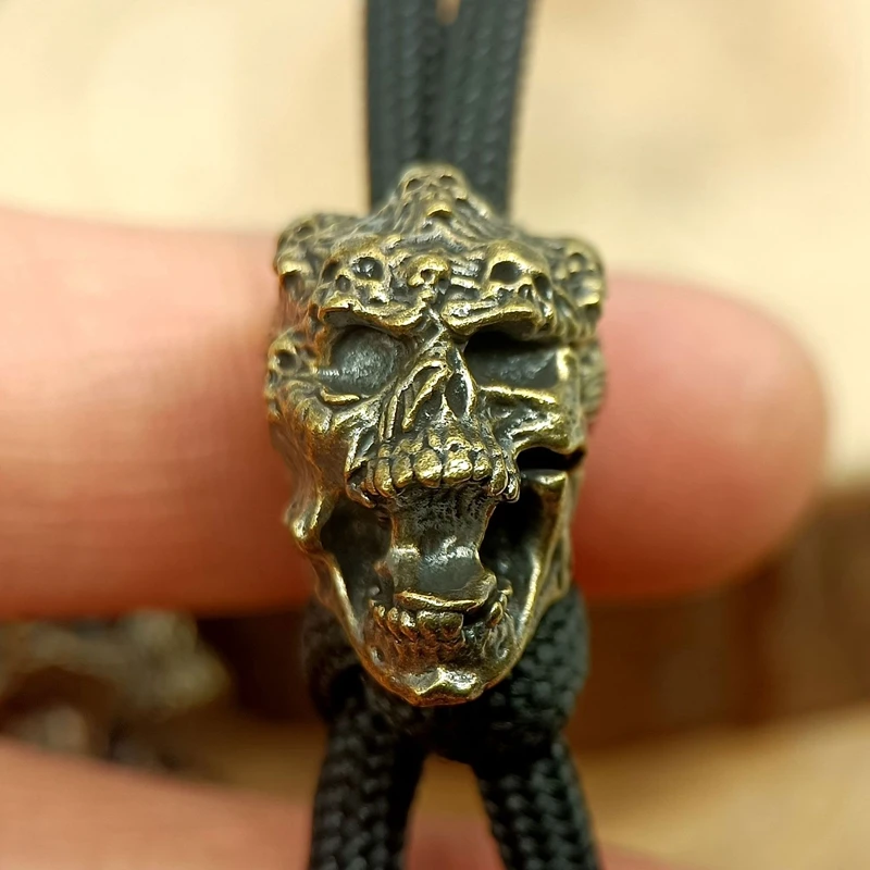 

Shout череп голова скелет латунный нож бусины EDC открытый DIY паракорд тканый ремешок подвески ювелирные изделия зонтик веревка подвески подарки
