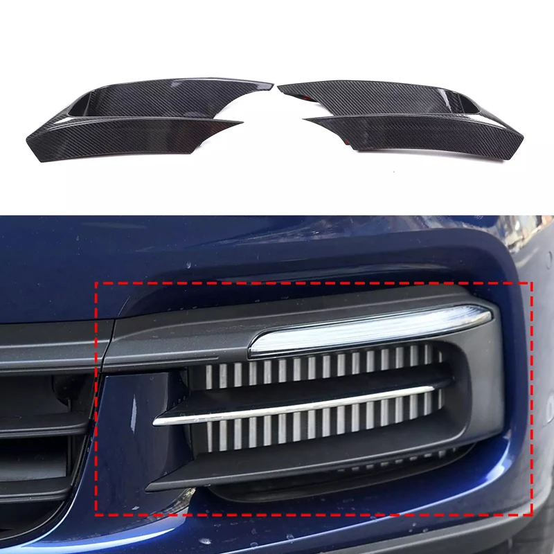 For Porsche Panamera 971 2017-2020 Real Carbon Fiber Car Front Fog Light Lamp Cover Trim Protection Car Exterior Accessories